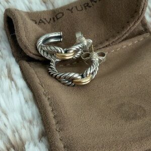 David Yurman Cable Hoop Earrings – Sterling Silver & 18K Gold
